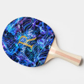 Goud monogram & witte naam Crystal Abstract ontwer Tafeltennisbatje (Zijkant)