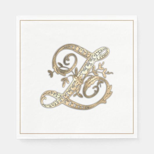 Goud Monogram Z Papier Servet (Voorkant)