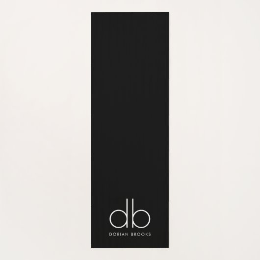 Goud Monogram Zwart Stijlvol Modern Minimalistisch Yogamat (Achterkant)