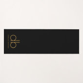 Goud Monogram Zwart Stijlvol Modern Minimalistisch Yogamat (Voorkant (horizontaal))