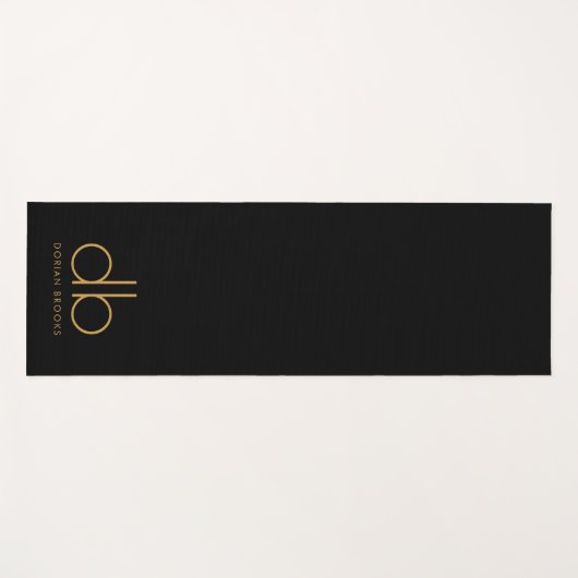 Goud Monogram Zwart Stijlvol Modern Minimalistisch Yogamat (Voorkant (horizontaal))