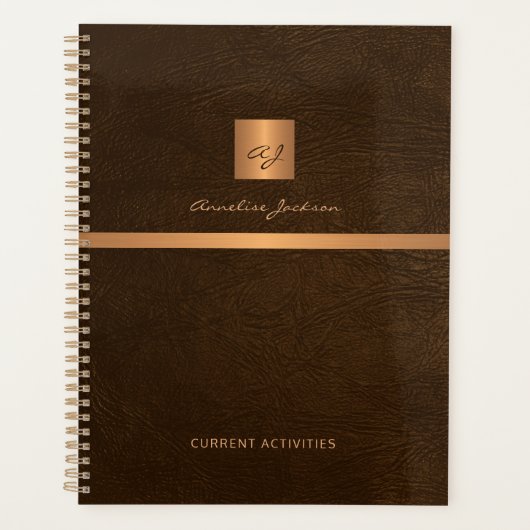 Goud monogramme naam elegant gepersonaliseerd planner (Voorkant)