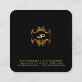 Goud Monogrammed Elegant Rood Damast Professional Vierkante Visitekaartje (Achterkant)