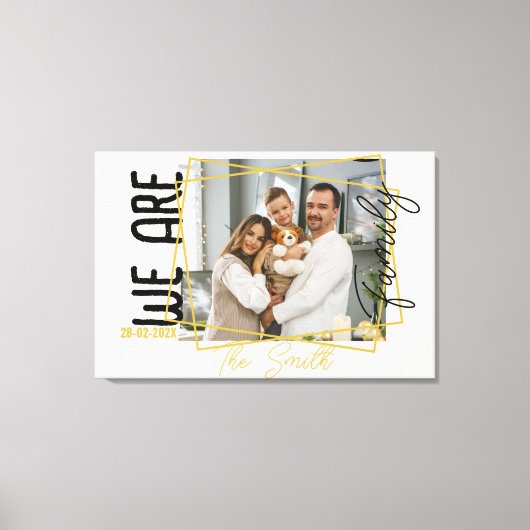 Goud Monogrammed wij zijn familie foto Canvas Afdruk (Voorkant)
