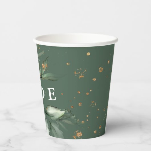 Goud Mos Eucalyptus Modern Abstract Bruidsfeest Papieren Bekers (Achterkant)