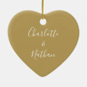 Goud Mr & Mrs Eerste Kerstmis Handtekening Script Keramisch Ornament (Achterkant)