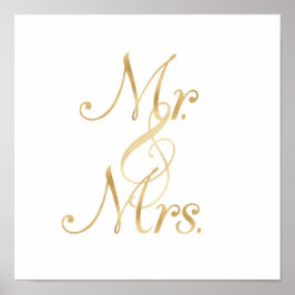 Goud Mr & Mrs wanddecoratie, folielettertype Poster