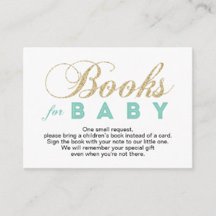 Goud & Munt Baby shower Neem een Boek Kaart mee