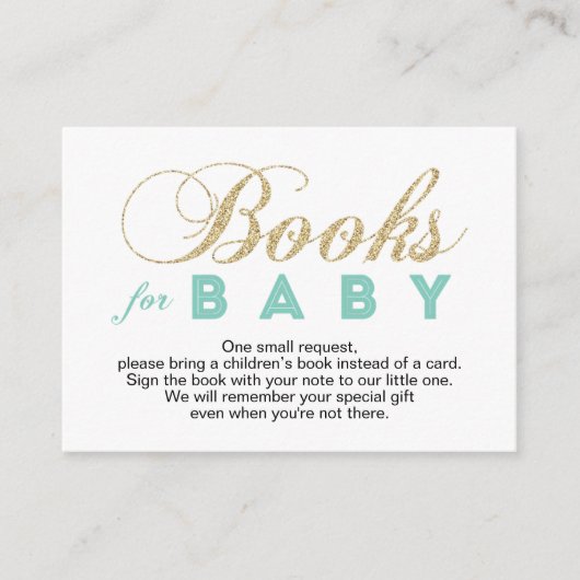 Goud & Munt | Baby shower Neem een Boek Kaart mee (Voorkant)