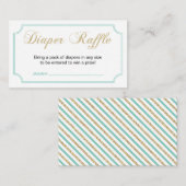 Goud & Munt | Boy Baby shower Luier Raffle Ticket Informatiekaartje (Voorkant / Achterkant)