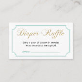Goud & Munt | Boy Baby shower Luier Raffle Ticket Informatiekaartje (Voorkant)