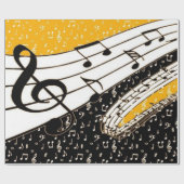 Goud muziekthema cadeaupapier (Vlak)