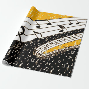 Goud muziekthema cadeaupapier