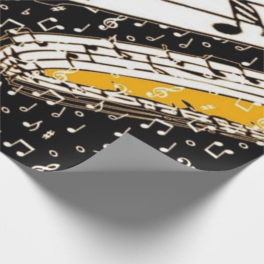 Goud muziekthema cadeaupapier (Hoek)