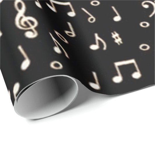 Goud muziekthema cadeaupapier (Rol Hoek)