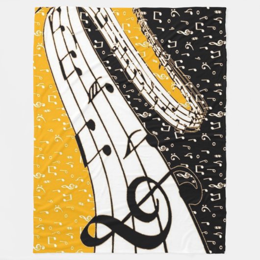 Goud muziekthema fleece deken (Voorkant)
