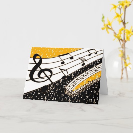 Goud muziekthema kaart (Gele Bloem)