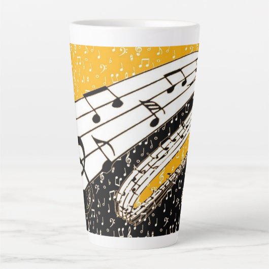 Goud muziekthema latte mok (Voorkant)