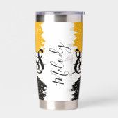 Goud muziekthema op maat geïsoleerde drinkbeker (Links)