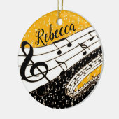 Goud muziekthema op maat keramisch ornament (Links)