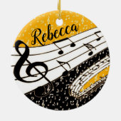 Goud muziekthema op maat keramisch ornament (Achterkant)