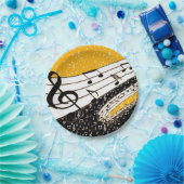 Goud muziekthema papieren bordje (Feest)