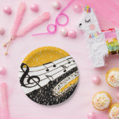 Goud muziekthema papieren bordje (Feest)