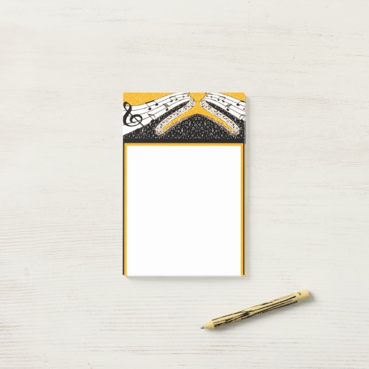 Goud muziekthema post-it® notes (Op bureau)