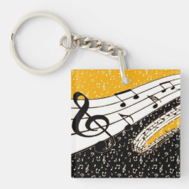 Goud muziekthema sleutelhanger