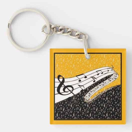 Goud muziekthema sleutelhanger (voorkant)