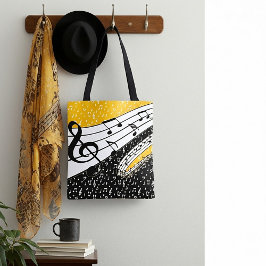 Goud muziekthema tote bag