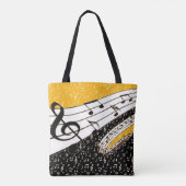 Goud muziekthema tote bag (Achterkant)