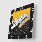 Goud muziekthema vierkante klok (Hoek)