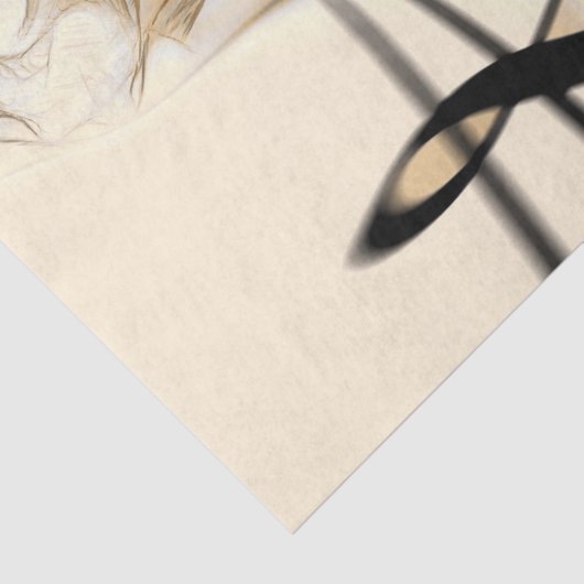 Goud-muzikant met Treble Clef Composition Tissuepapier (Detail)