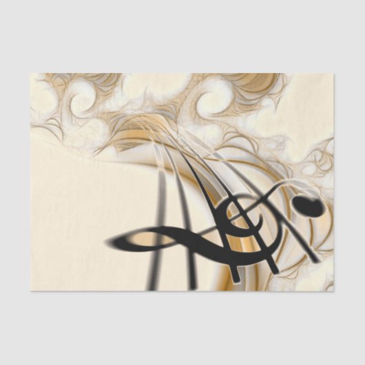 Goud-muzikant met Treble Clef Composition Tissuepapier (Voorkant)