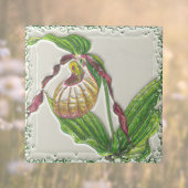 Goud n Rode Dame Slipper Orchidee Botanical Side U Tegeltje