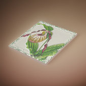 Goud n Rode Dame Slipper Orchidee Botanical Side U Tegeltje