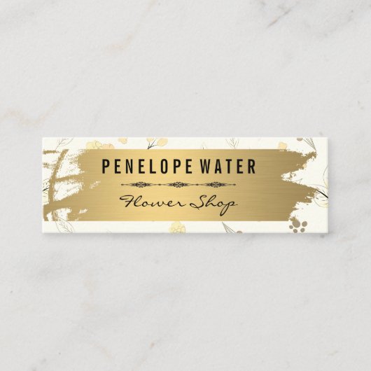 Goud, naadloos bloempatroon geborsteld mini visitekaartje (Voorkant)