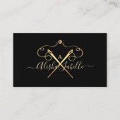 Goud  naadloos naaigarnenmonogram visitekaartje (Voorkant)