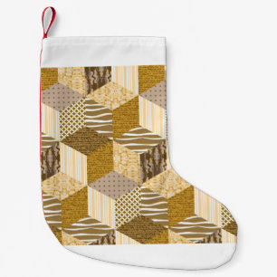 Goud naadloos patchwerkpatroon. illustratie kleine kerstsok