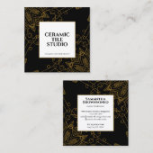 Goud Naadloze Mozaïek Mandala Vierkante Visitekaartje (Voorkant / Achterkant)