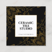 Goud Naadloze Mozaïek Mandala Vierkante Visitekaartje (Voorkant)