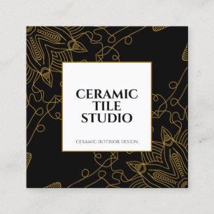 Goud Naadloze Mozaïek Mandala Vierkante Visitekaartje