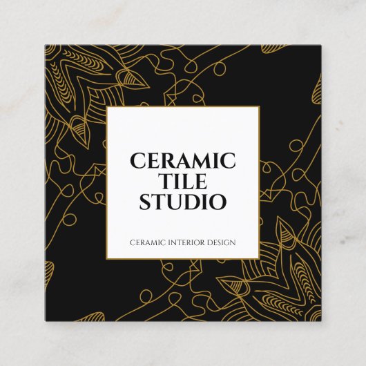 Goud Naadloze Mozaïek Mandala Vierkante Visitekaartje (Voorkant)