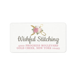 Goud naaischaar & Shabby Chic Floral Address Etiket