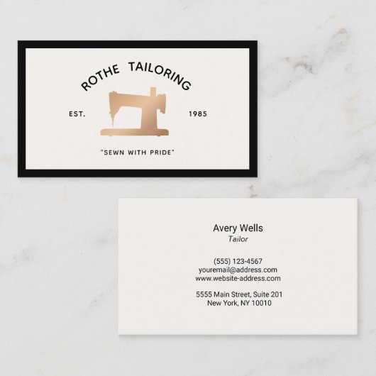 Goud  naaiwerk contactkaartje (Voorkant / Achterkant)