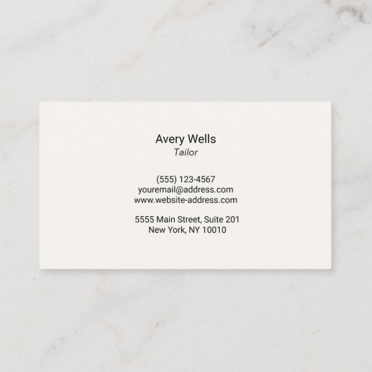 Goud  naaiwerk contactkaartje (Achterkant)