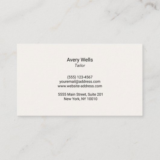 Goud  naaiwerk visitekaartje (Achterkant)