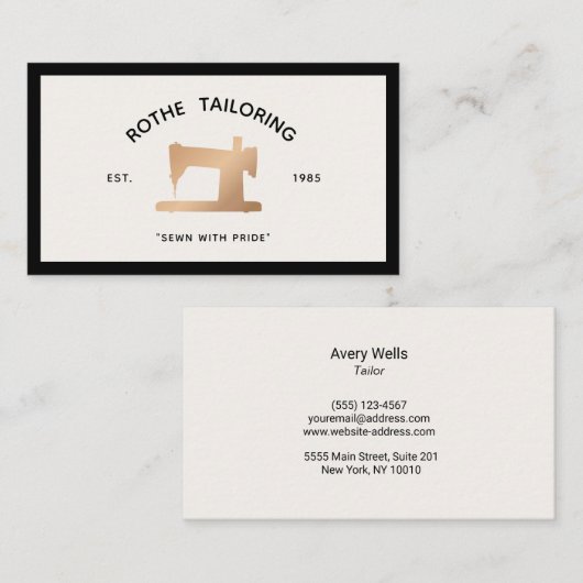 Goud naaiwerk visitekaartje (Voorkant / Achterkant)