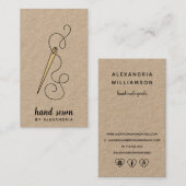 Goud naaldje en draad | Rustic Kraft Vertical Visitekaartje (Voorkant / Achterkant)